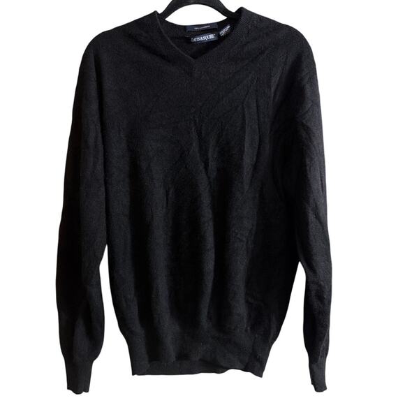 Davis & Squire 100% Cashmere Men's Black V-Neck Sweater Size Large L - Picture 1 of 5